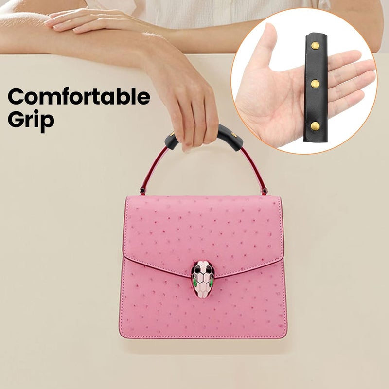 Mcredy Luggage Handle Wrap 4 Pcs Black Soft Handbag Handle Leather Wrap Cover with Metal Clasp for Purse Tote Bag Suitcase - Image 4